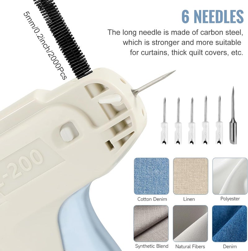 ANTAND Stitch Gun for Clothes, Tagging Gun for Clothing, Micro Handheld Tag Gun Quick Stitch Sewing Gun, Portable Quick Clothing Fixer Hemming Tool Includes 6 Needles and 1000 Black White Fasteners - Image 5